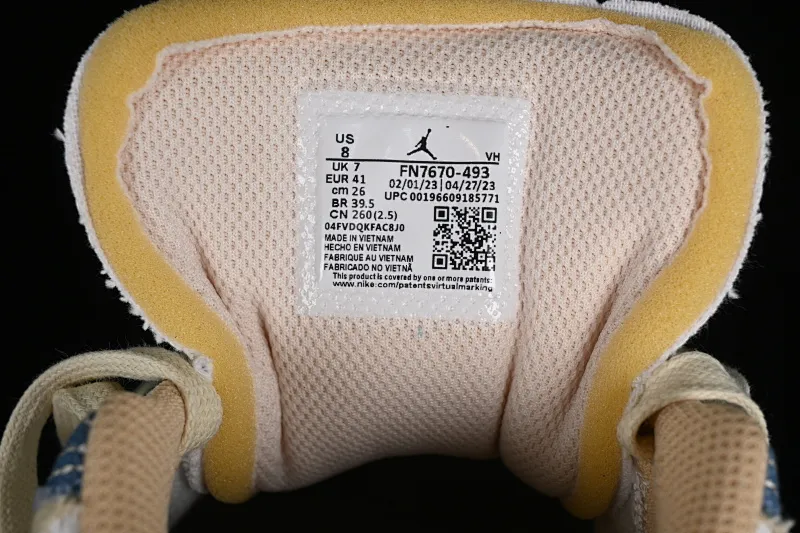 All categories Air Jordan Jordan series basketball shoes Air Jordan 1 Low Air Jordan 1 Low SE "WRMK" AJ1 Joe 1 Sashiko embroidery low-top cultural casual sneakers FN7670-493